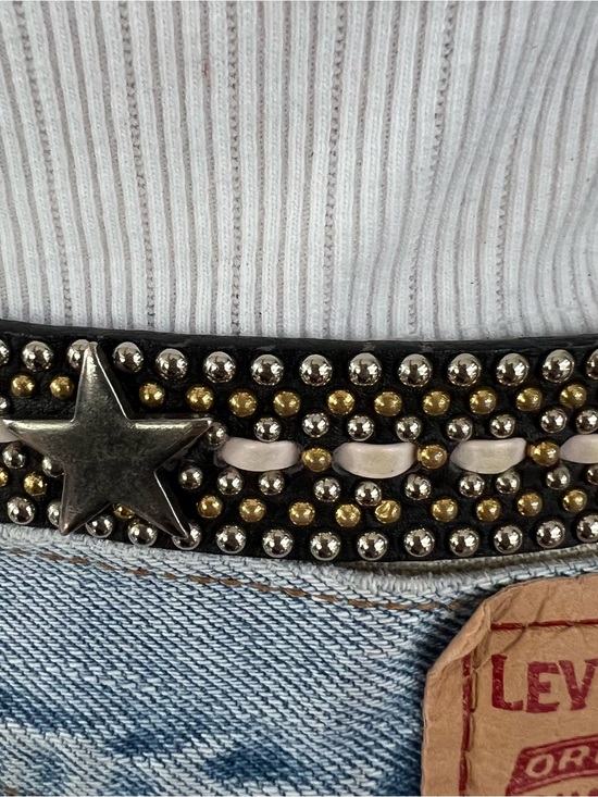 Lily Farouche Two Tone Gold Silver Studded Leather Belt main image 5